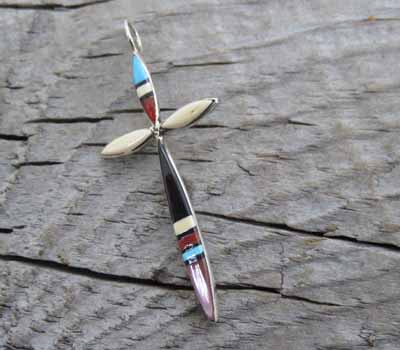 Zuni American Indian Pendant- MOP Turquoise Inlay A